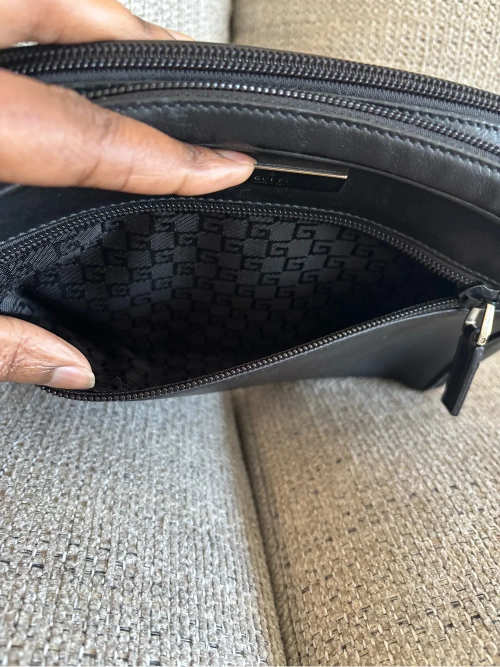 Black Leather Wristlet Travel Pouch